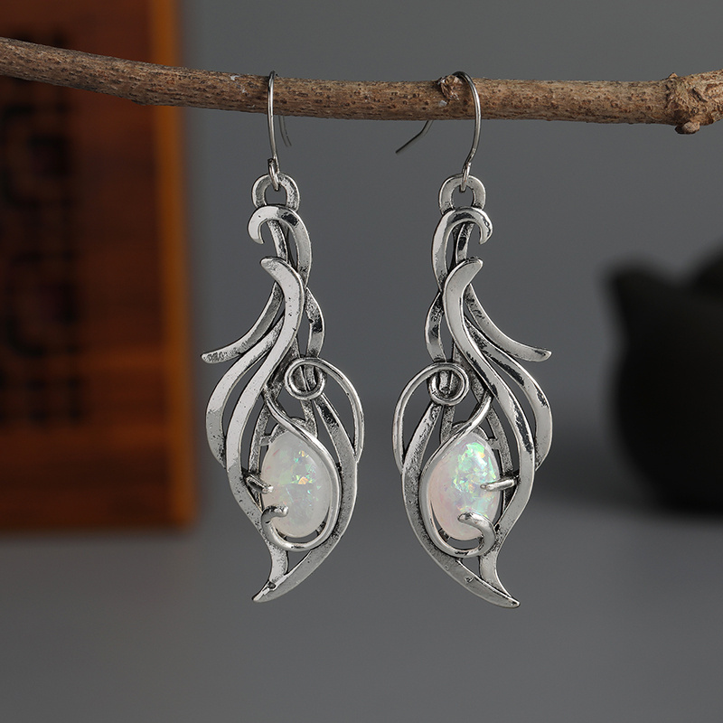 Ethnic Fashion Wear For Women - Antique Silver Hollow Flame Shape Dangle