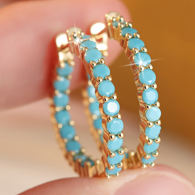 Ethnic Fashion Wear For Women - Ethnic Inlaid Imitation Turquoise Hoops Women's