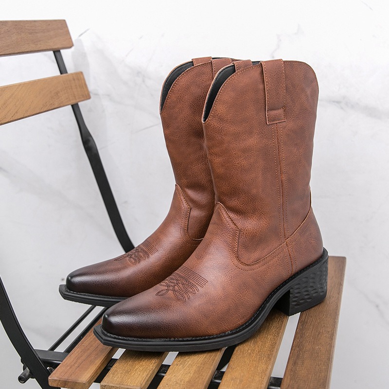 Ethnic Fashion For Men - Men Boots Classic Embroidery Western Cowboy