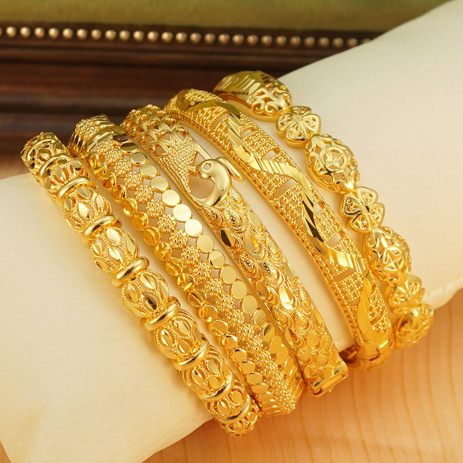 1Pcs Gold Tone Peacock Carved  - Ethnic Fashion In Dubai 评论和价格