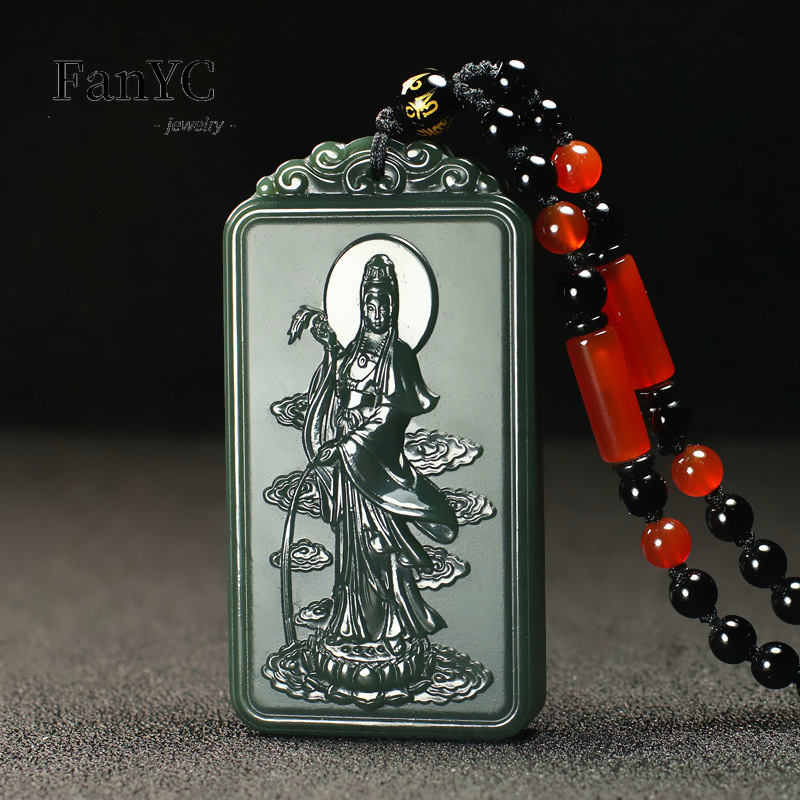 Natural Hetian Jade Qingyu Gua - Ethnic Fashion For Men 评论和价格